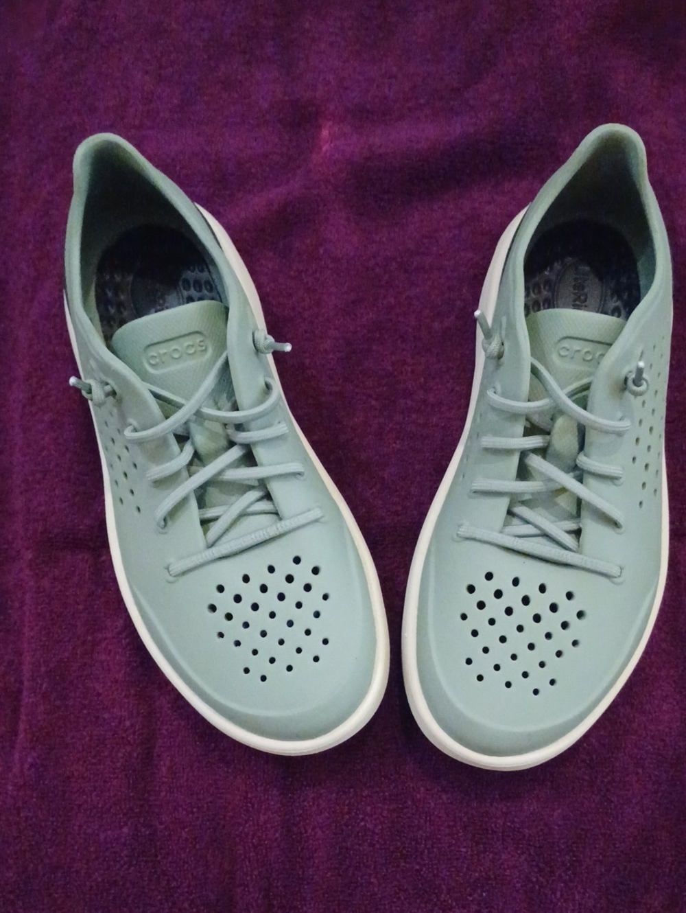 CROCS Women's Lace-Up Sneakers in Sage